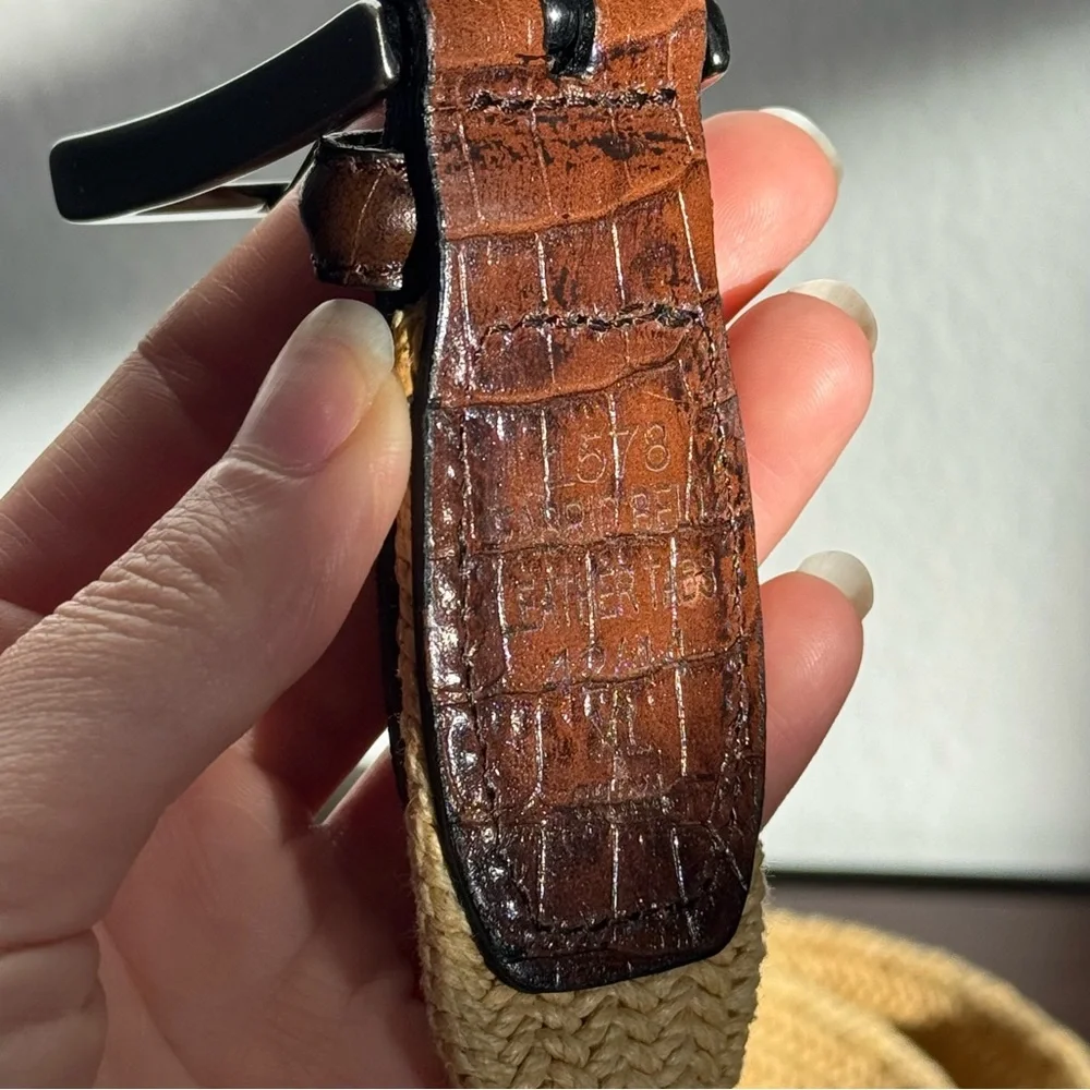 Fabrio Woven Straw Belt with Leather Tabs – XL (42–44)